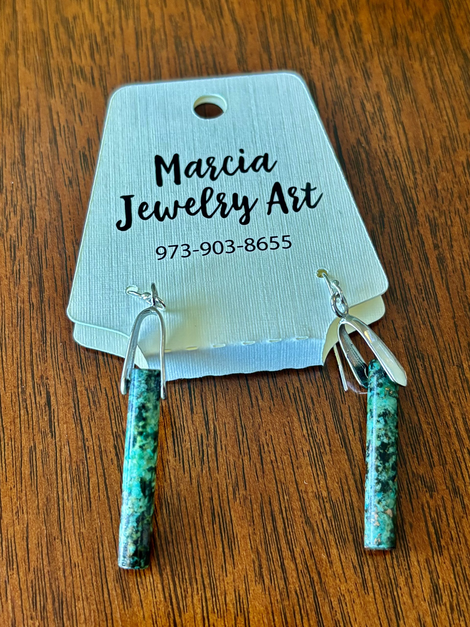 Green Stone Silver Earrings - Marcia Pepe