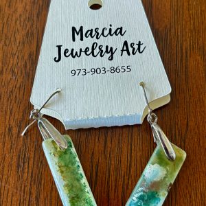 Painted Glass Silver Earrings - Marcia Pepe