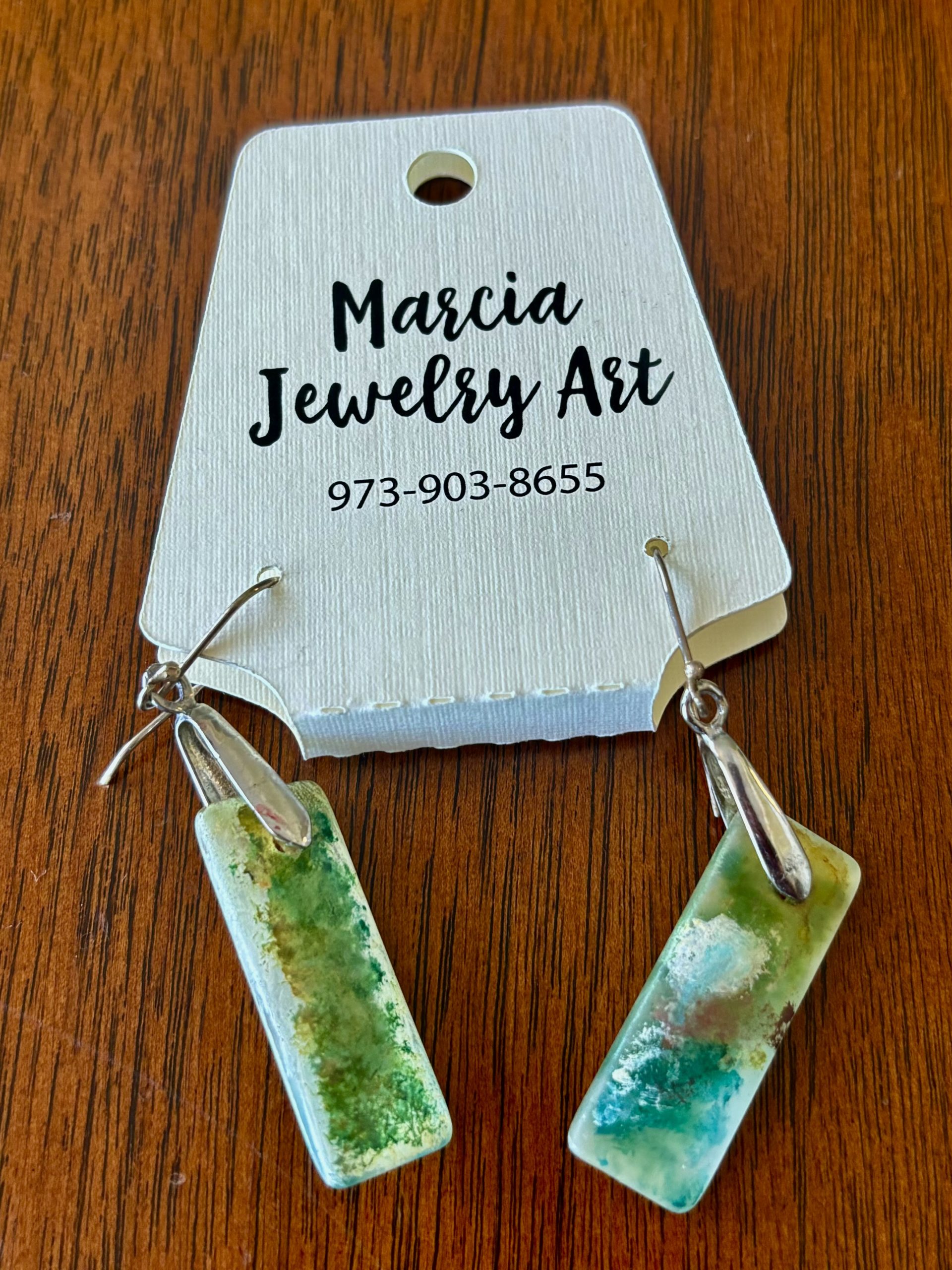 Painted Glass Silver Earrings - Marcia Pepe