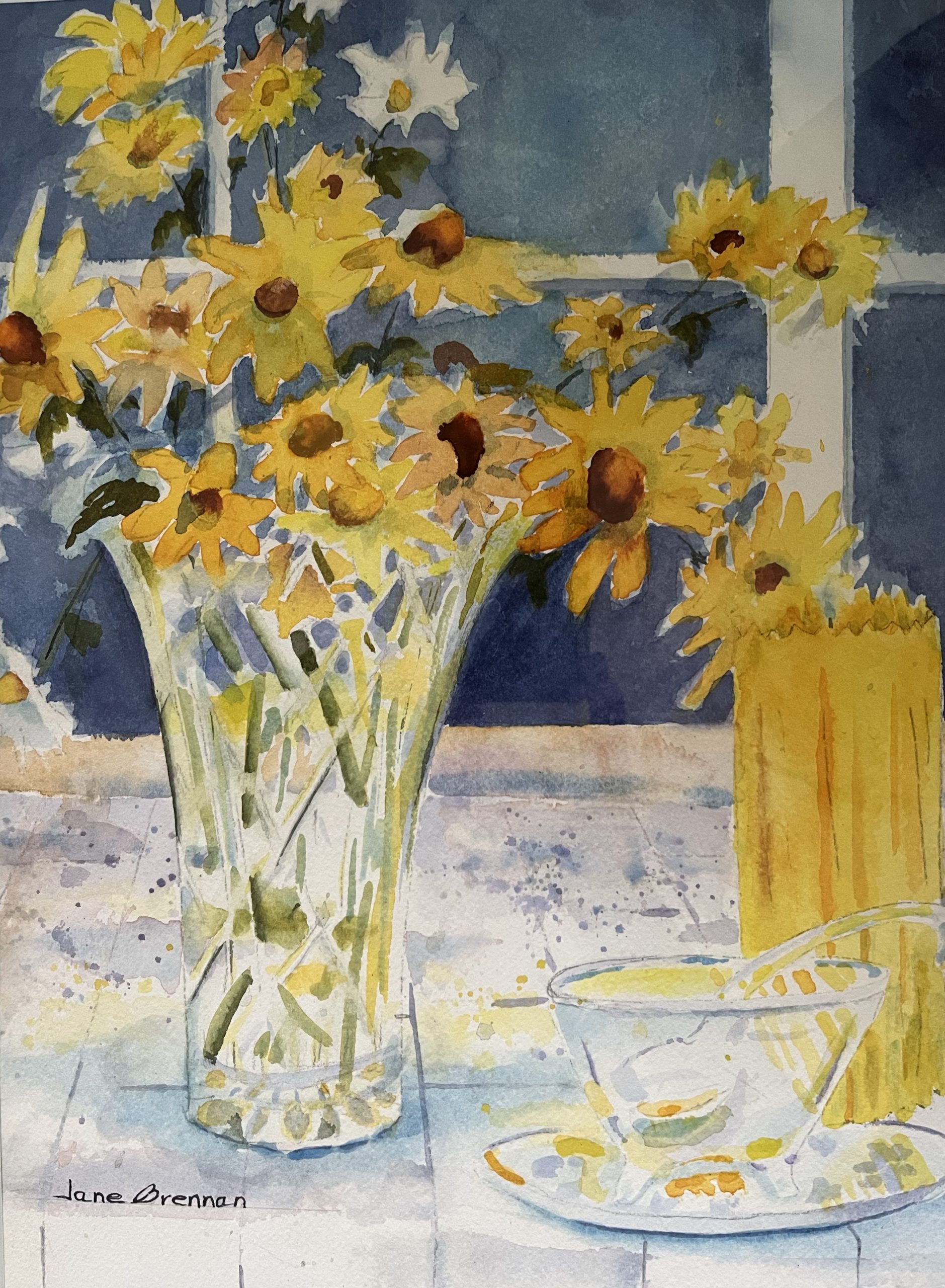 Cut Glass and Yellow Candle - Jane Brennan